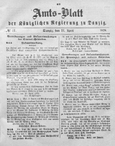 Amts-Blatt der Königlichen Regierung zu Danzig, 27. April 1878, Nr. 17