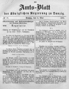 Amts-Blatt der Königlichen Regierung zu Danzig, 4. Mai 1878, Nr. 18