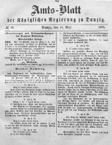 Amts-Blatt der Königlichen Regierung zu Danzig, 11. Mai 1878, Nr. 19