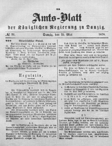 Amts-Blatt der Königlichen Regierung zu Danzig, 25. Mai 1878, Nr. 21