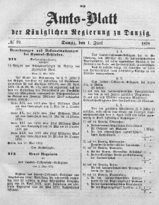 Amts-Blatt der Königlichen Regierung zu Danzig, 1. Juni 1878, Nr. 22