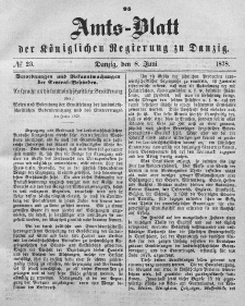 Amts-Blatt der Königlichen Regierung zu Danzig, 8. Juni 1878, Nr. 23