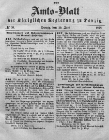 Amts-Blatt der Königlichen Regierung zu Danzig, 29. Juni 1878, Nr. 26