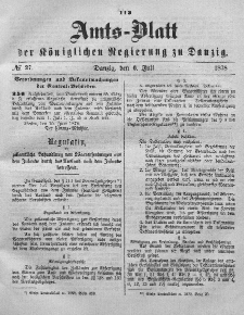 Amts-Blatt der Königlichen Regierung zu Danzig, 6. Juli 1878, Nr. 27