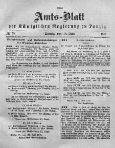 Amts-Blatt der Königlichen Regierung zu Danzig, 13. Juli 1878, Nr. 28
