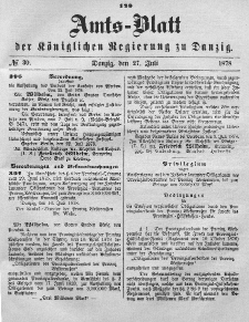 Amts-Blatt der Königlichen Regierung zu Danzig, 27. Juli 1878, Nr. 30