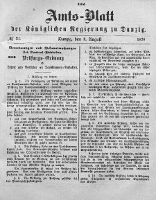 Amts-Blatt der Königlichen Regierung zu Danzig, 3. August 1878, Nr. 31