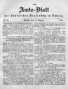 Amts-Blatt der Königlichen Regierung zu Danzig, 17. August 1878, Nr. 33