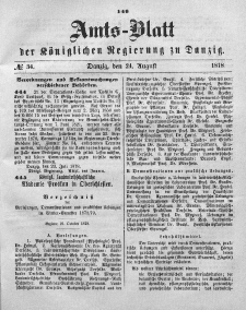 Amts-Blatt der Königlichen Regierung zu Danzig, 24. August 1878, Nr. 34