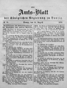 Amts-Blatt der Königlichen Regierung zu Danzig, 31. August 1878, Nr. 35