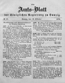 Amts-Blatt der Königlichen Regierung zu Danzig, 12. Oktober 1878, Nr. 41