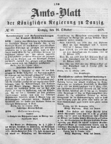 Amts-Blatt der Königlichen Regierung zu Danzig, 26. Oktober 1878, Nr. 43
