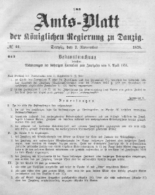 Amts-Blatt der Königlichen Regierung zu Danzig, 2. November 1878, Nr. 44