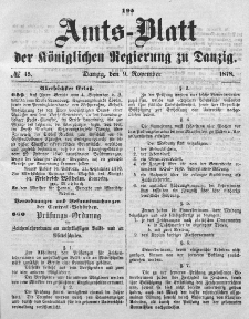 Amts-Blatt der Königlichen Regierung zu Danzig, 9. November 1878, Nr. 45