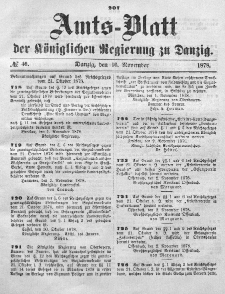 Amts-Blatt der Königlichen Regierung zu Danzig, 16. November 1878, Nr. 46