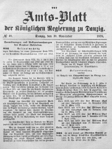 Amts-Blatt der Königlichen Regierung zu Danzig, 30. November 1878, Nr. 48