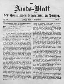 Amts-Blatt der Königlichen Regierung zu Danzig, 7. Dezember 1878, Nr. 49