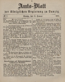 Amts-Blatt der Königlichen Regierung zu Danzig, 11. Januar 1873, Nr. 2