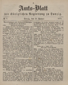 Amts-Blatt der Königlichen Regierung zu Danzig, 18. Januar 1873, Nr. 3