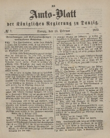 Amts-Blatt der Königlichen Regierung zu Danzig, 15. Februar 1873, Nr. 7