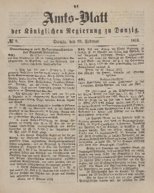 Amts-Blatt der Königlichen Regierung zu Danzig, 22. Februar 1873, Nr. 8
