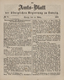 Amts-Blatt der Königlichen Regierung zu Danzig, 15. März 1873, Nr. 11