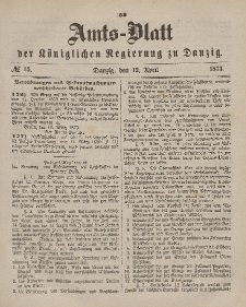 Amts-Blatt der Königlichen Regierung zu Danzig, 12. April 1873, Nr. 15