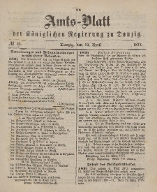 Amts-Blatt der Königlichen Regierung zu Danzig, 19. April 1873, Nr. 16