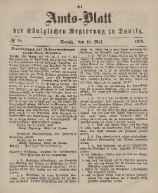 Amts-Blatt der Königlichen Regierung zu Danzig, 10. Mai 1873, Nr. 19