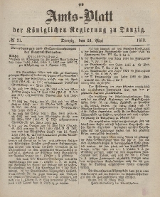 Amts-Blatt der Königlichen Regierung zu Danzig, 24. Mai 1873, Nr. 21