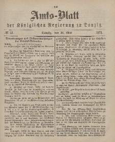 Amts-Blatt der Königlichen Regierung zu Danzig, 31. Mai 1873, Nr. 22