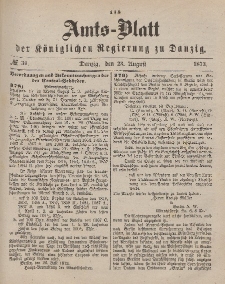 Amts-Blatt der Königlichen Regierung zu Danzig, 23. August 1873, Nr. 34
