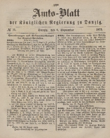 Amts-Blatt der Königlichen Regierung zu Danzig, 6. September 1873, Nr. 36