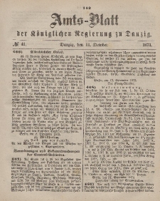 Amts-Blatt der Königlichen Regierung zu Danzig, 11. Oktober 1873, Nr. 41