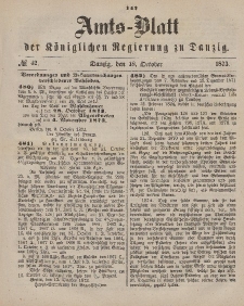 Amts-Blatt der Königlichen Regierung zu Danzig, 18. Oktober 1873, Nr. 42