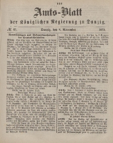 Amts-Blatt der Königlichen Regierung zu Danzig, 8. November 1873, Nr. 45