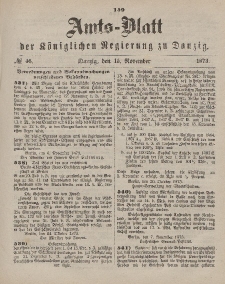 Amts-Blatt der Königlichen Regierung zu Danzig, 15. November 1873, Nr. 46