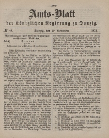 Amts-Blatt der Königlichen Regierung zu Danzig, 29. November 1873, Nr. 48