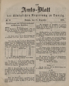Amts-Blatt der Königlichen Regierung zu Danzig, 27. Dezember 1873, Nr. 52