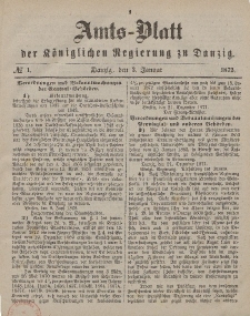 Amts-Blatt der Königlichen Regierung zu Danzig, 3. Januar 1872, Nr. 1