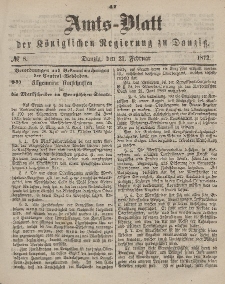 Amts-Blatt der Königlichen Regierung zu Danzig, 21. Februar 1872, Nr. 8
