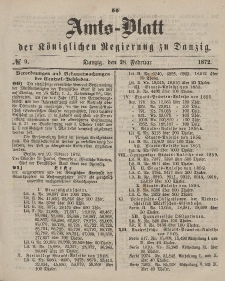 Amts-Blatt der Königlichen Regierung zu Danzig, 28. Februar 1872, Nr. 9
