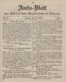 Amts-Blatt der Königlichen Regierung zu Danzig, 27. März 1872, Nr. 13