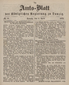 Amts-Blatt der Königlichen Regierung zu Danzig, 3. April 1872, Nr. 14