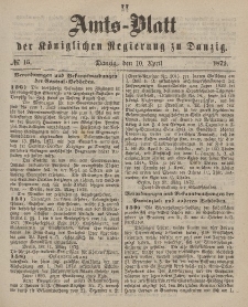 Amts-Blatt der Königlichen Regierung zu Danzig, 10. April 1872, Nr. 15