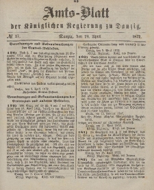 Amts-Blatt der Königlichen Regierung zu Danzig, 24. April 1872, Nr. 17