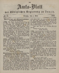 Amts-Blatt der Königlichen Regierung zu Danzig, 1. Mai 1872, Nr. 18