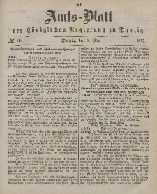 Amts-Blatt der Königlichen Regierung zu Danzig, 8. Mai 1872, Nr. 19