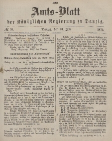 Amts-Blatt der Königlichen Regierung zu Danzig, 31. Juli 1872, Nr. 31