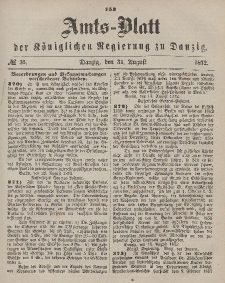 Amts-Blatt der Königlichen Regierung zu Danzig, 31. August 1872, Nr. 35